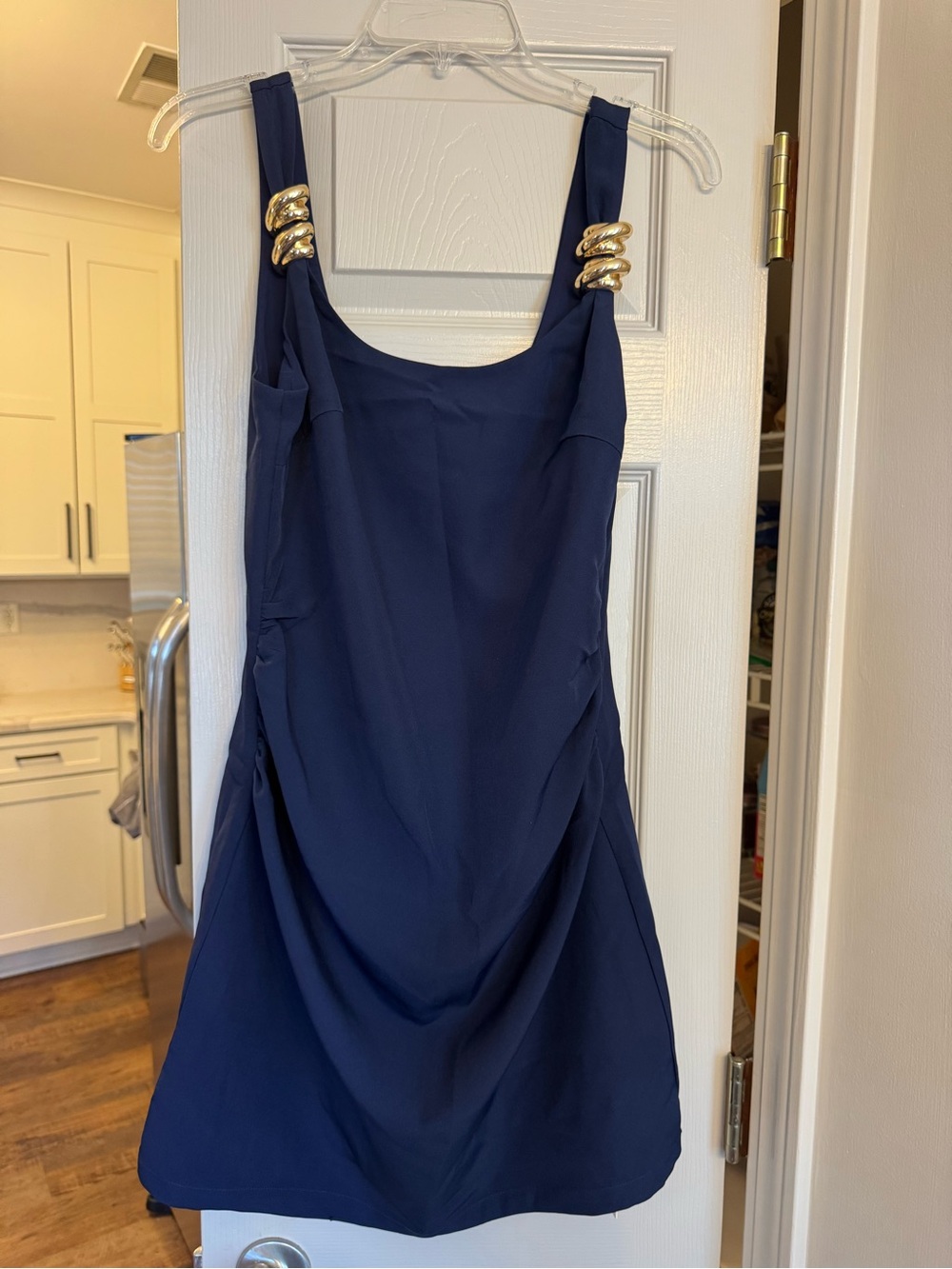 Commense Navy Mini Dress with Gold Strap Details